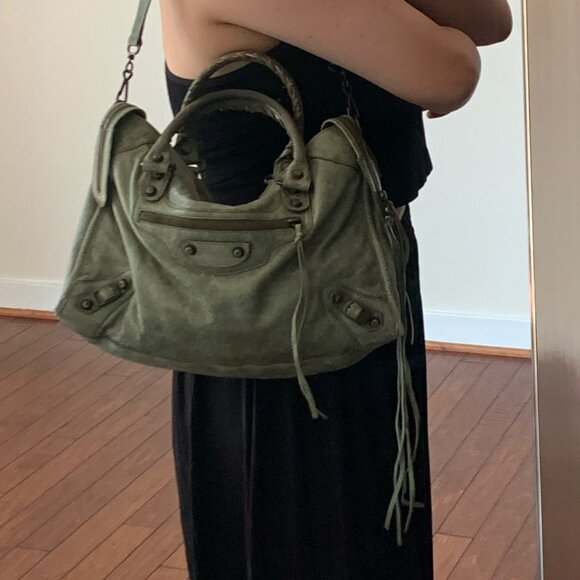 Balenciaga City Bag Dark Green Olive – Classic Motorcycle Handbag Iconic It Bag - Picture 4 of 16